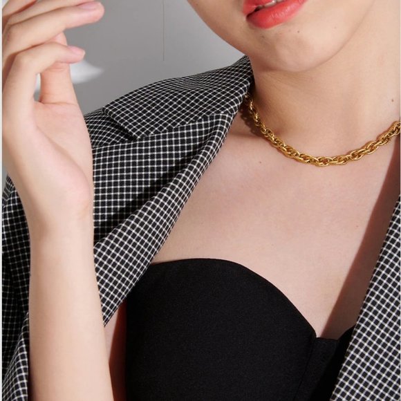 New 18K Gold Plated Chunky Link Chain Necklace 9a - Picture 2 of 9